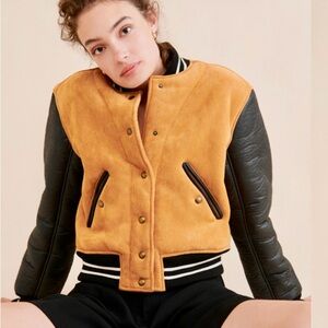 Blank NYC Tan and Black Varsity Jacket